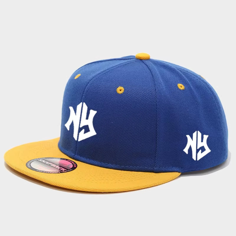 1PC Unisex Adjustable Snapback Baseball Cap, Flat-Brim and Color-Blocked Hip-Hop Cap, Suitable for Both Men and Women